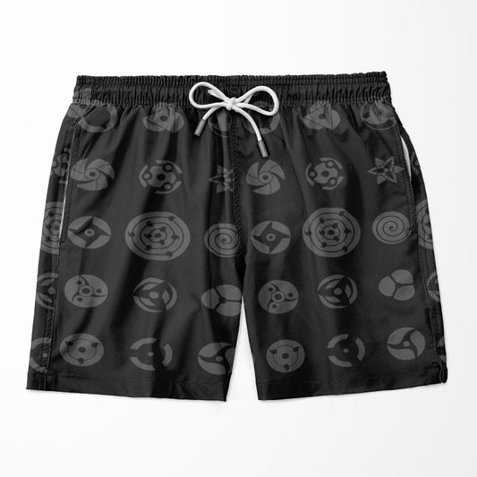 Uchiha Eyes Embossed Swim Trunk - Naruto Shorts