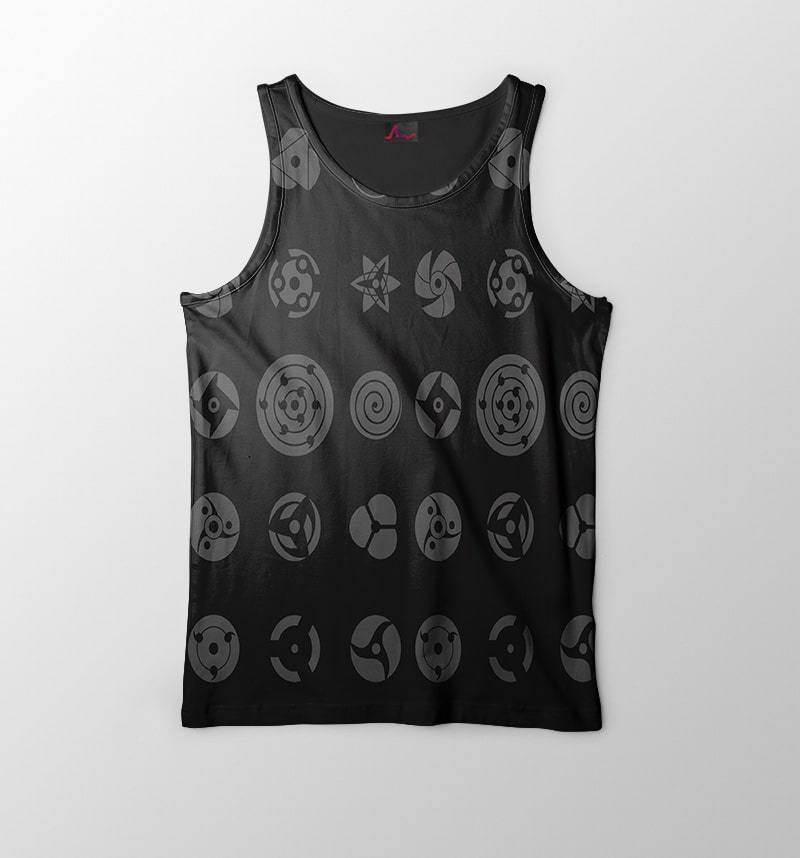 Uchiha Madara Renighan Embossed Uciha Eyes Naruto Tank Top