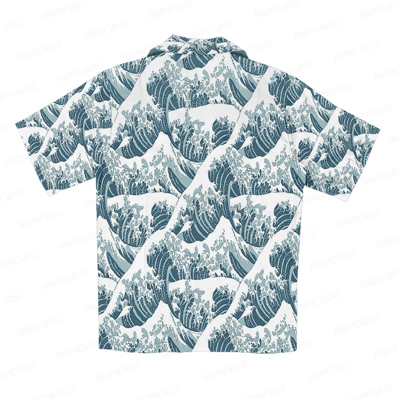 Waves of Kangava Premium Brushhed Pattern Casual Short Sleeve Hawaiian Shirt