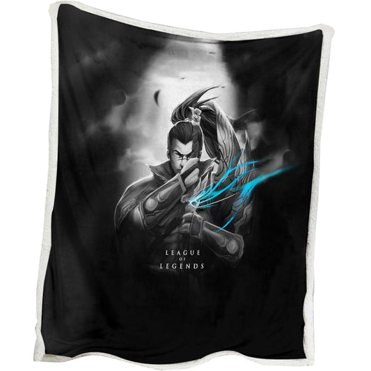 League of Legends Yasuo Katana Dark Brushed Gaming Blanket