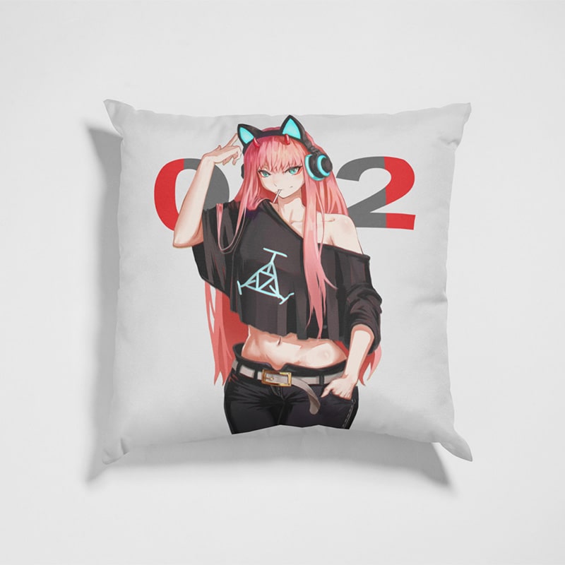 Zero Two Darling in The FranXX Hot Girl Brushed Anime Throw Pillow