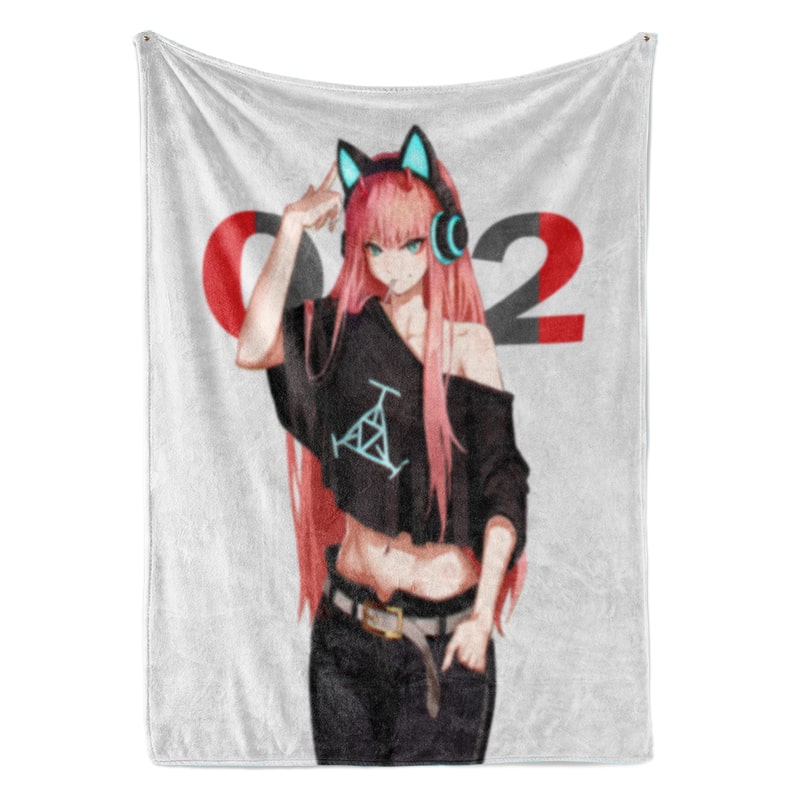 Zero Two Darling in The FranXX Hot Brushed Anime Blanket