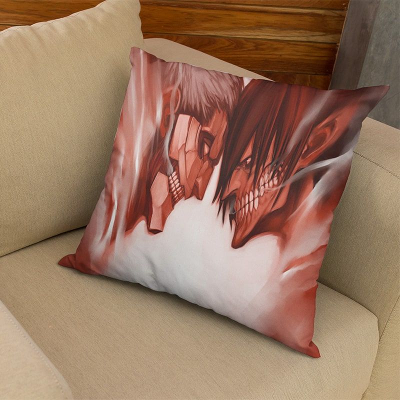 Armored Titan Attack Titan Face Of Attack on Titan Throw Pillow-AttackOnTitan-Attack On Titan,Attack on Titan Throw Pillow,Home Decor,Pillowcase,Throw Pillow