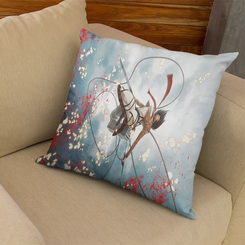 Attack On Titan Mikasa Ackerman Blood Vengeance Home Dynamic Throw Pillow-AttackOnTitan-Attack On Titan,Attack on Titan Throw Pillow,Home Decor,Pillowcase,Throw Pillow