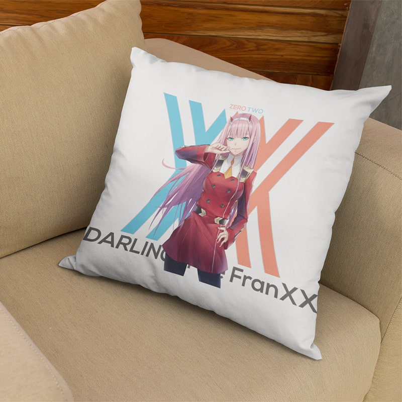 Zero Two Darling in The FranXX Classic Anime Look Throw Pillow