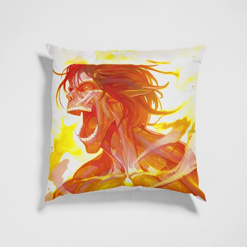 Attack On Titan Eren Yeager Screaming Attack Titan Throw Pillow-AttackOnTitan-Attack On Titan,Attack on Titan Throw Pillow,Home Decor,Pillowcase,Throw Pillow