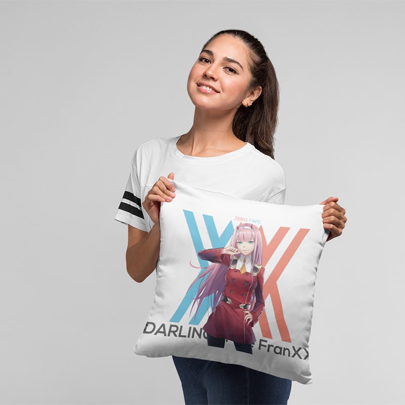 Zero Two Darling in The FranXX Classic Anime Look Throw Pillow