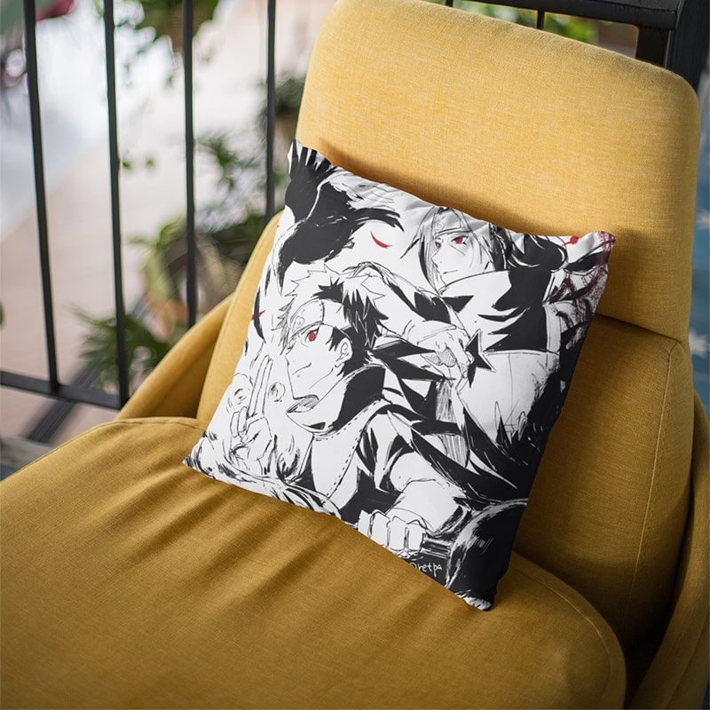 Itachi Obito Sharingan Crossover Sketch Naruto Throw Pillow-Naruto-Home Decor,Itachi Uchiha,Naruto,Naruto Shippuden,Pillowcase,Throw Pillow