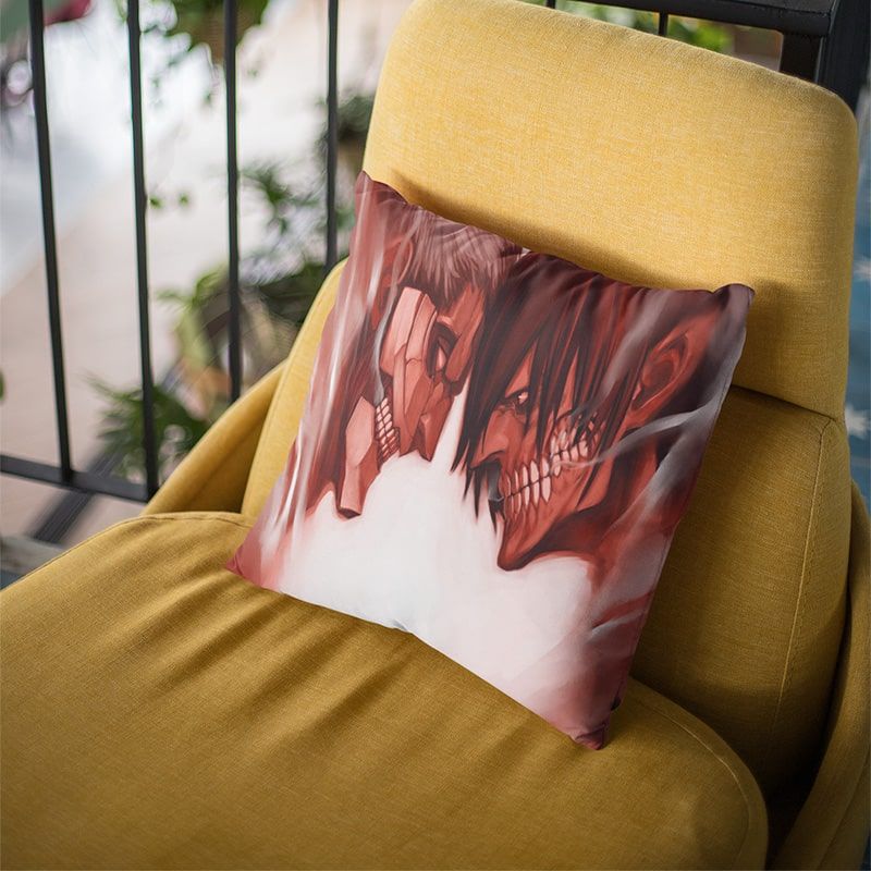 Armored Titan Attack Titan Face Of Attack on Titan Throw Pillow-AttackOnTitan-Attack On Titan,Attack on Titan Throw Pillow,Home Decor,Pillowcase,Throw Pillow