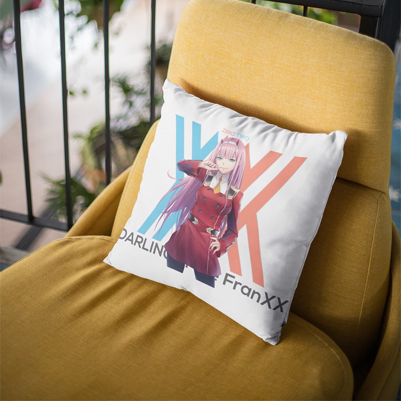 Zero Two Darling in The FranXX Classic Anime Look Throw Pillow